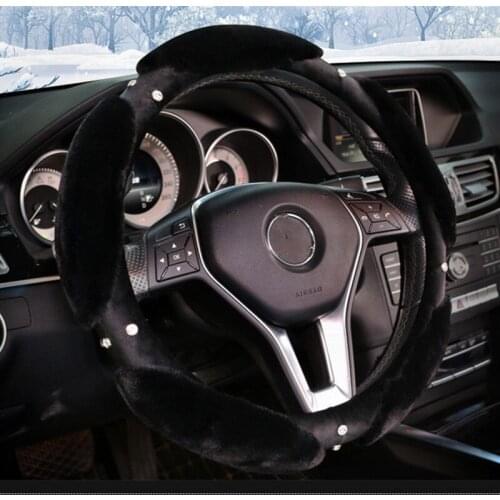 New winter plush warm cute diamonds car steering wheel cover set handbar set Car interior decorations