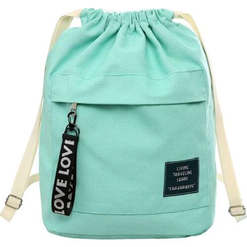 2019 New Fashion Canvas Drawstring Backpack Bag Cinch Sack Portable Casual String Sackpack Rucksacks