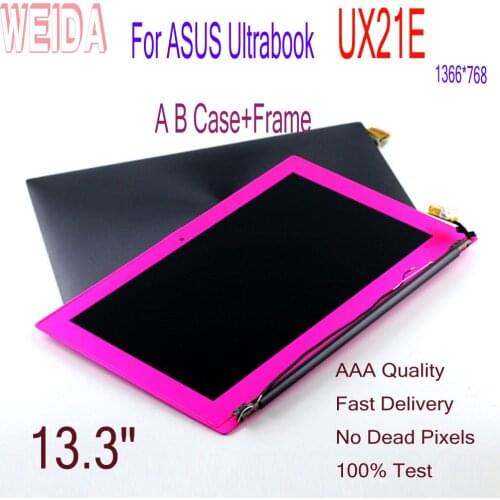 New LCD Replacement 13.3" For ASUS Ultrabook UX21 UX21E HW11WX101 Without Touch 1366*768 LED Display A B Case+Frame Assembly