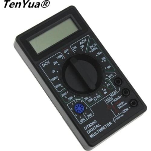 TenYua Portable Mini Digital Multimeter voltmeter Voltage Ampere Ohm Tester Buzzer Overload protection Safety Probe DC AC LCD