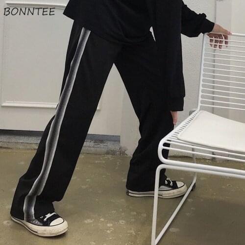 Straight Pants Couples Loose Striped Side Large Size 4XL Baggy Designer Spring Drape Vintage Students Harajuku Hip Hop Female