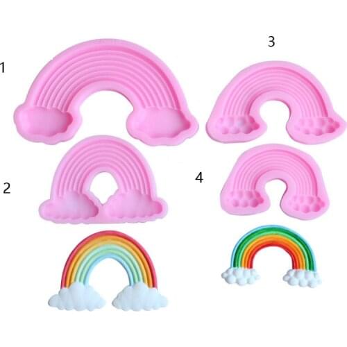 3D Rainbow Silicone Mold Baby Birthday Party Cake Decorating Tools Fondant Mould Chocolate Candy Gumpaste Moulds Baking Molds