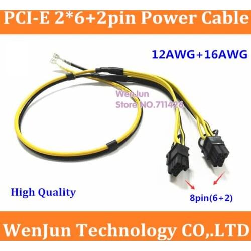 PCI Express pcie Graphics Card Connector PC Supply GPU Molex 8pin to 2 PCI-e 8(6+2)pin Internal Cable Power Splitter 12AWG+16AWG