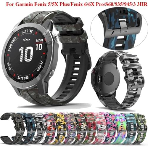 Smart Watch Printing Silicone Wrist Straps Band For Garmin Fenix 5 5X Plus 6 6X Pro 3HR 935 Enduro Bracelet Watchbands Wristband