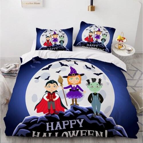 Luxury 3D Halloween Quilt Duvet Cover Set Comforter Bedding Set Single King Queen Double Single Size Cartoon Design Bedclothes