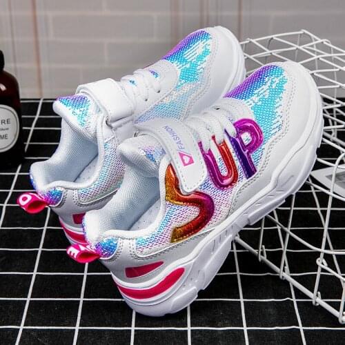 Skoex 2020 Childrens Shoes Sneakers Sequin Breathable Running Shoes Boys Girl Kids Fashion Non-slip Soft Bottom Casual Shoe