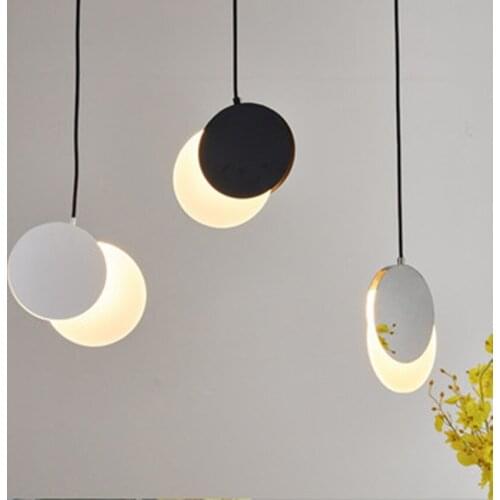 Modern LED Pendant Light Round Eclipse Pendant Lamp Cafe Loft Aisle Hanging Lamp Living Room Lamp Bedroom Decor Light Fixtures