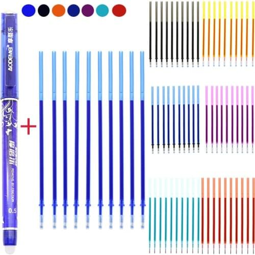 Erasable Magic Pen 0.5mm Needle Pen Tip Gel Pen / Supplement Children Student Stationery Gift School Office (Pen 1pc-Refill 10pc