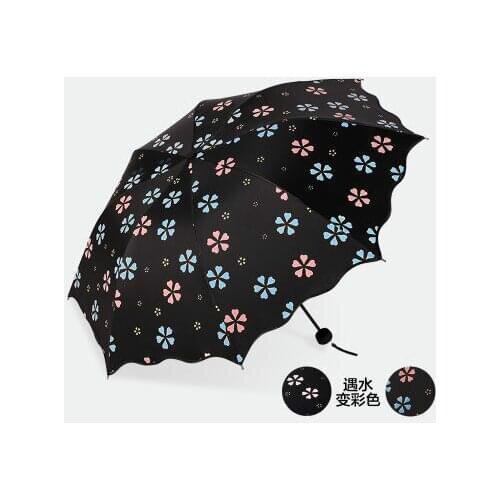 Magic Fashion Three-folding Straight Anti-UV Sun/Rain Stick Umbrella Manual Flowers Umbrellas