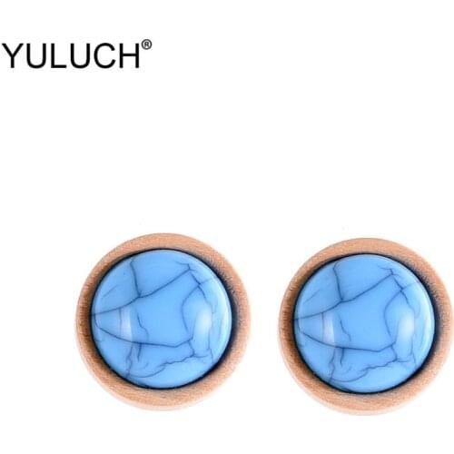YULUCH Fashion Summer 11 Colors Red Blue Green Nature Stone Stud Earrings For Women 2019 Handmade Earrings Wedding Party Gifts