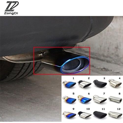 ZD Universal Car Auto Round Exhaust Muffler Tip Stainless Steel Pipe Chrome Trim Modified Car Rear Tail Throat Exhause Liner