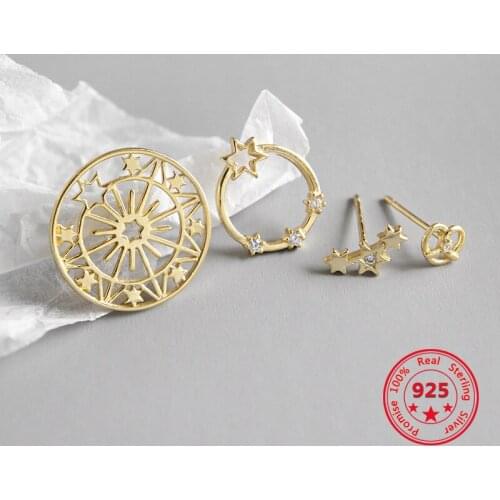 925 Sterling Silver Stud Earrings For Women Star Zircon Earring Hanging Combination Luxury Earrings Womans Exclusive Jewelry