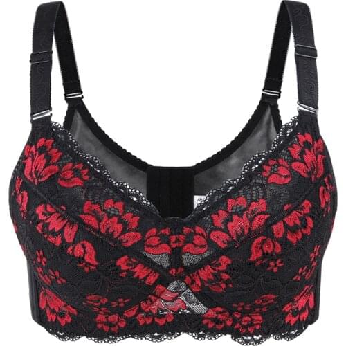 Womens Full coverage Underwired Lightly Lined lace bra Plus Size Minimizer bra 34 36 38 40 42 44 46 48 B C D E F G H