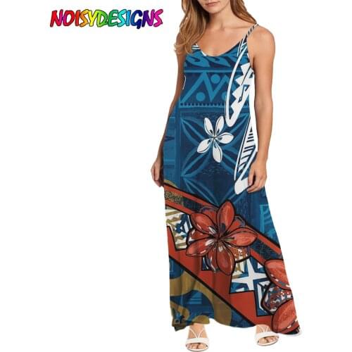 NOISYDESIGNS Hot Plus Size Women Dress Casual Sleeveless Off Shoulder Hawaiian Samoan Polynesian Tribal Print Long Dresses