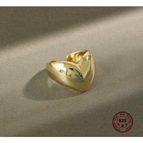 Korean Version Hot Sale 100% 925 Sterling Silver Heart-shaped Ring Fashion Wild Opening Female Hand Jewelry