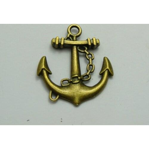 10 Large Bronze Tone Alloy Anchor Pendants Connector Charms 30X26mm