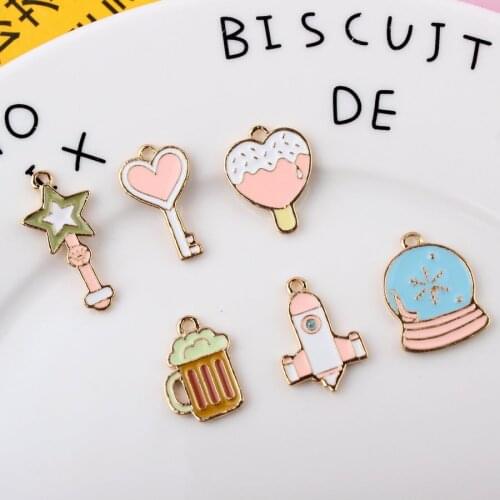 10pcs/lot Aircraft Crystal Ball Enamel Charms Pendants for Jewelry Making DIY Handmade Craft Metal Dangle Charms Accessories