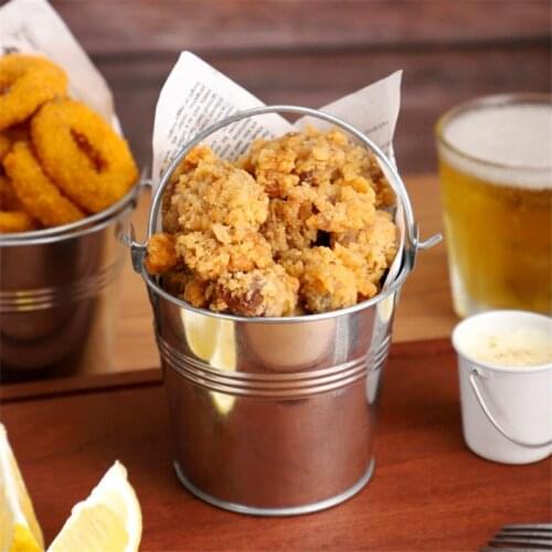 10cm Metal Bucket Cookie Fries Fried Chicken Container Birthday Party Decoration Wedding Decor Baby Shower Candy Box Supplies