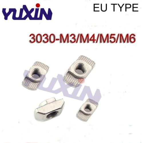 100Pcs 30 Series T nut Hammer Head Nut M3/M4/M5/M6 Connector Nickel Plated 3030 Series Slot Groove Aluminium Profile Accessories