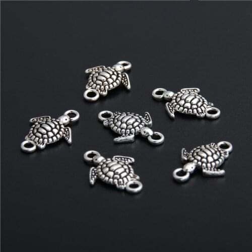 20pcs Silver Color Color Small turtle shape connector High Quality DIY Handmade Accessories For Jewelry For Women Men A2773