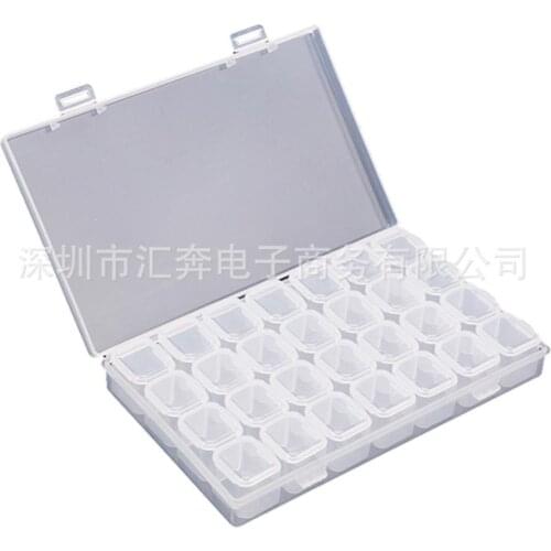 28 Slots Nail Art Storage Box Plastic Transparent Display Case Organizer Holder for Nail DIY Rhinestone Beads XQ1697