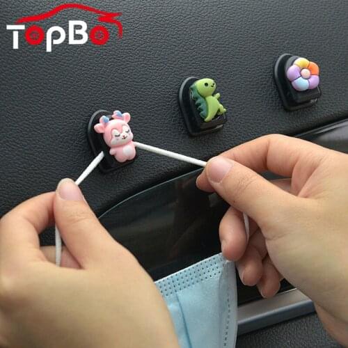 4Pcs/Set Car Cartoon Hooks Seat Back Organizer Storage Hanger for USB Cable Headphone Key Cars Accessory Mini Adhesive Hooks