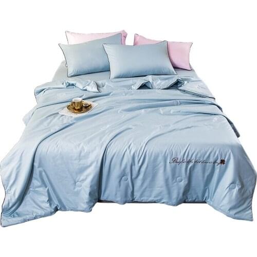 4PCS Set Summer Air Condition Quilts Duvet Bed Linens Washed Cotton Throw Blankets Solid Bedding New 100% Silk Summer Comforter