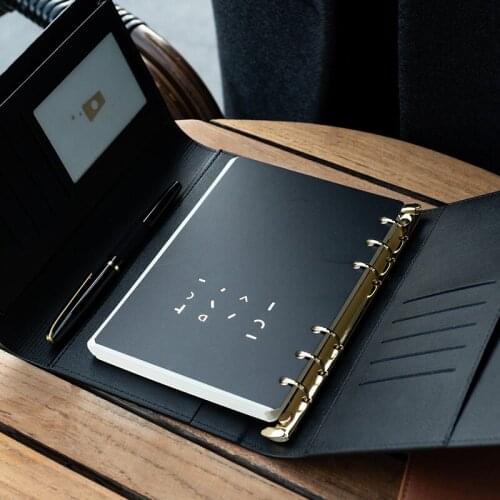 A5 Light luxury office Business High-grade Meeting Loose Leaf Binder Spiral Notebook 6 Hole Metal buckle Diary planner Agenda