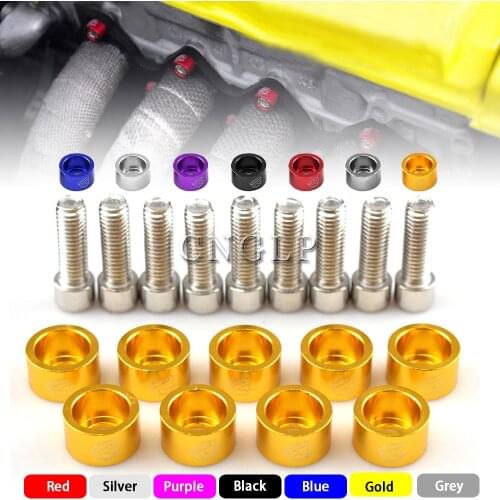 Aluminudm Car JDM M8 9 Pcs/Pack Fender Washers and Bolt for Honda Air Inlet Manifold Engine