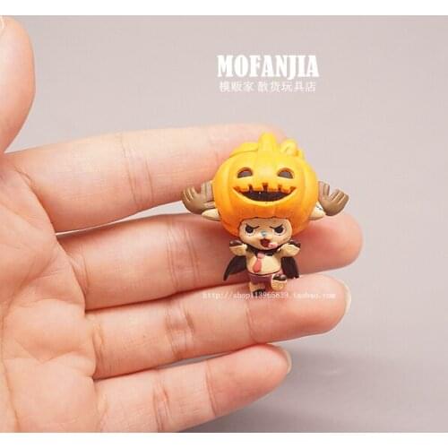 BANDAI One Piece Action Figure Genuine Halloween Pumpkin Head Chopper Mini Small Doll Model Ornaments