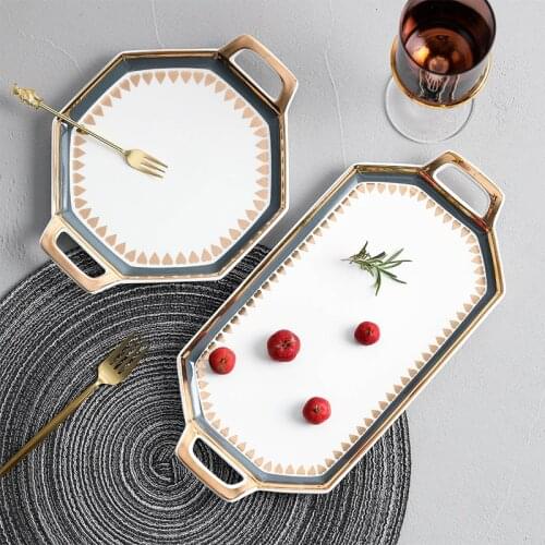 Nordic style binaural ceramic plates Phnom Penh western plate dessert salad plate sushi plate jewelry storage tray