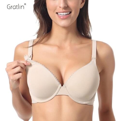 Gratlin Womens Full Coverage Lightly Padded Underwire Maternity Nursing Bra for Breastfeeding