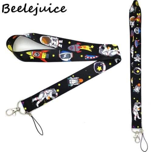 24pcs Universe Moon Astronaut Neck keychain necklace Anime Cartoon Neck Strap Lanyard ID badge holder Keychain Lanyards