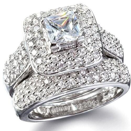 Choucong Women Fashion Jewelry Hot 14kt White Gold Filled 134pcs Tiny Clear AAA CZ Zirconia Wedding Bridal Finger Ring Size 5-10