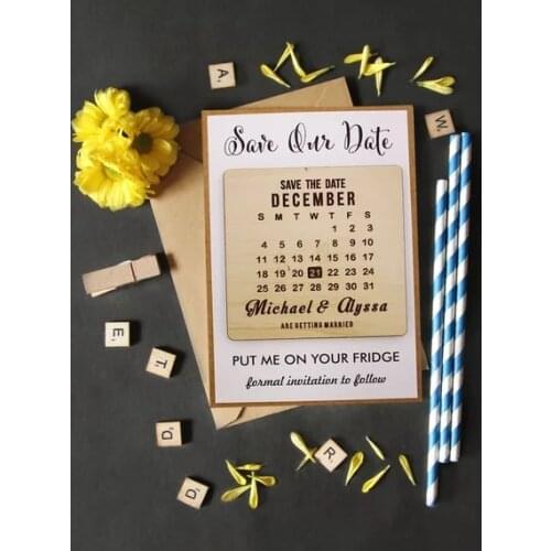 Personalize names date engraved Wooden Card save the date Wedding invitations Magnets,Save The Date Magnet, Wedding favor