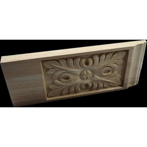 Long European-style Home Decorates Dongyang Wood Carving White Embryo Long Applique Door Bed Decorative Flower Piece Kawaii