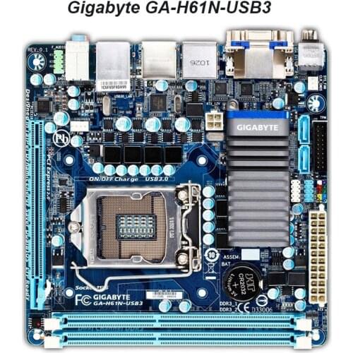 For Gigabyte GA-H61N-USB3 Desktop Motherboard H61N-USB3 H61 LGA 1155 i3 i5 i7 DDR3 16GB Used Mini-ITX Mainboard