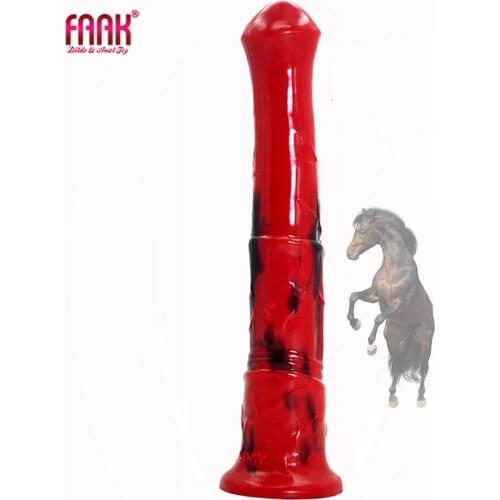 FAAK Dildo Animal Horse Penis Silicone Long Realistic Vibrator Colorful Red And Black Sucker Cock Anal Sex Toy Male Lady Couple