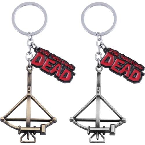 The Walking Dead Keychain Crossbow Bow and Arrow Key Chain Retro Key Ring Action Figure Cosplay Toys 2Colors