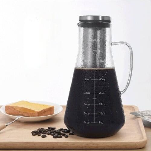 Large-capacity coffee pot with scale stainless steel filter high borosilicate glass cold brew coffee pot cold brew sharing pot