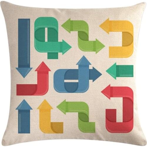 Colorful Geometric Pattern Cushion Cover Hand Painted Watercolor Arrow Pillow Cover Decorative 45x45cm Throw Pillow Case