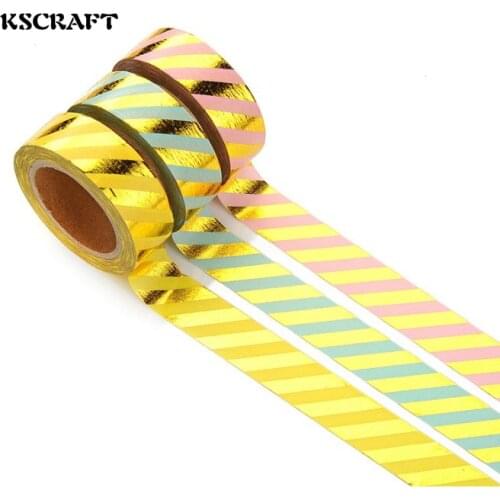 KSCRAFT 15mm*10m Adhesive Tape for Scrapbooking DIY Craft Sticky Deco Masking Japanese Paper Washi Tape Striped