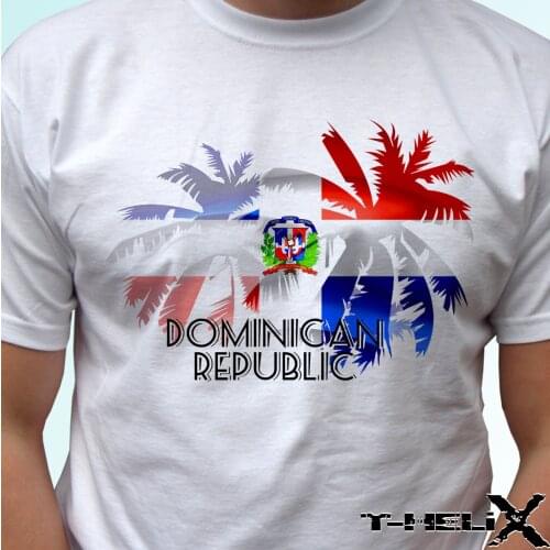 2019 Fashion Round Neck Clothes Dominican Flag - White T Shirt Holiday Top Design Menswholesale Tee Shirts