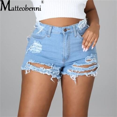 Fashion Sexy High Waist Ladies Denim Shorts 2021 Summer New Womens Ripped Hollow Out Hole Streetwear Plus Size Shorts Jeans