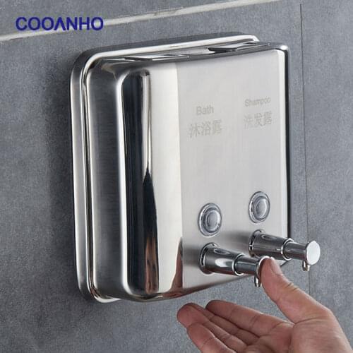 COOANHO Commercial Soap Dispenser Wall Mount - Stainless Steel Wall Mounted Soap Dispenser for Bathroom Brushed Nickel