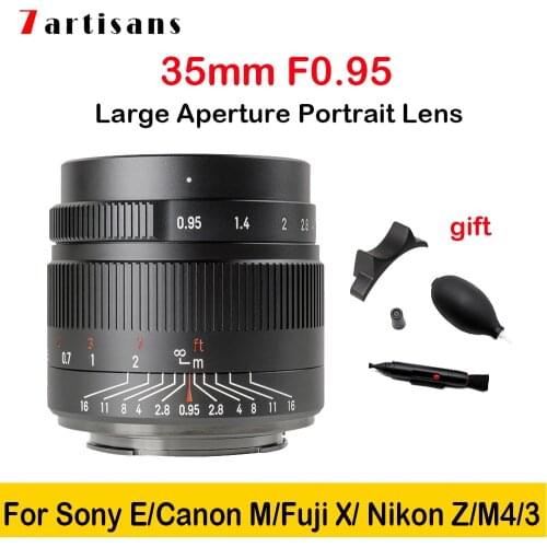 7artisans MF 35mm F0.95 APS-C Large Aperture Portrait Lens for Sony E/Fuji/Canon Eos-M/Nikon Z/M43 Mount Mirrorless Cameras