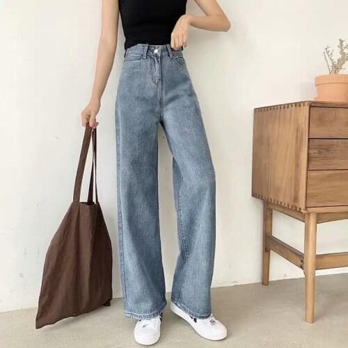 Autumn Winter 2021 new high-waisted wide-leg jeans women Korean wild loose loose Hyuna thin mopping trousers