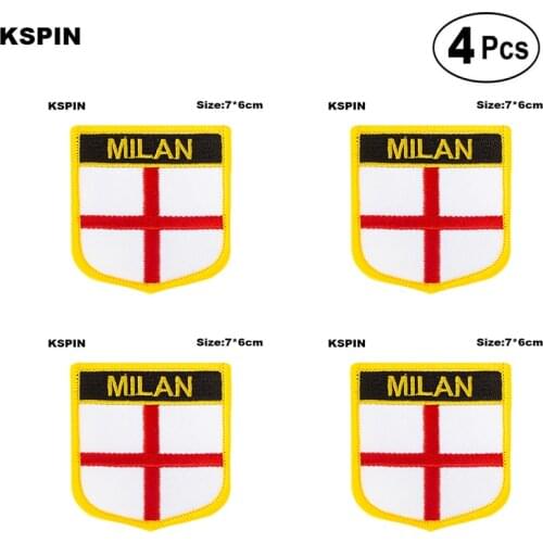 Milan Flag Embroidery Patches Iron on Saw on Transfer patches Sewing Applications for Clothes in Home&Garden