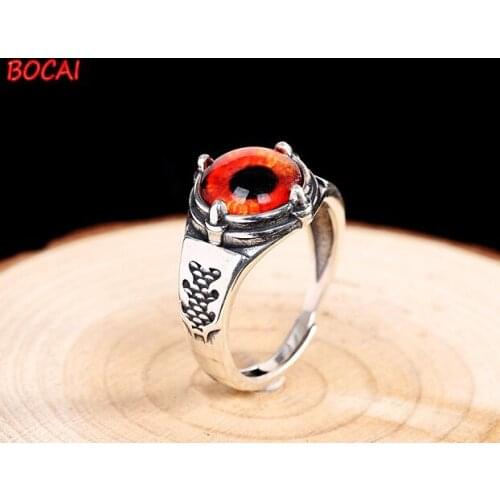 Real s925 sterling silver old personality eyeball fashion trend mens ring