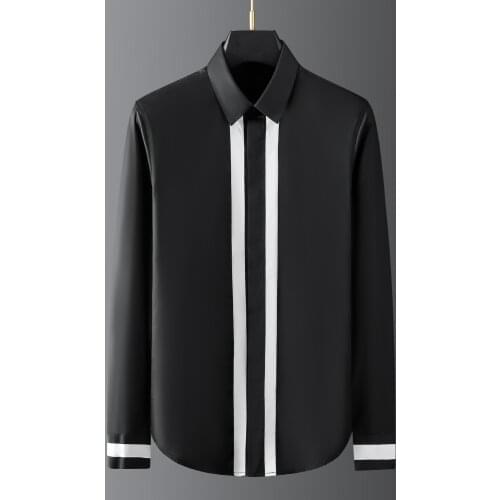 2021 High Quality Long Sleeve Shirts Men Clothing Casual Business Dress Solid Black Shirt Fashion Streetwear Camisas Para Hombre